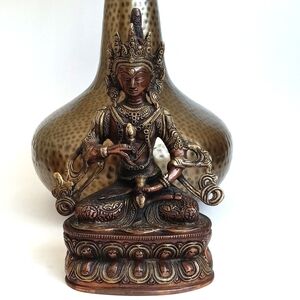 Rare Antique Brass Bronze Vajrasattva 9” Figurine From India (Heavy)